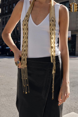 ZARA ТОП В РУБЧИК С V-ОБРАЗНЫМ ВЫРЕЗОМ, БЕЛЫЙ