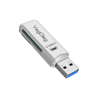 Картридер USB 2.0 VegGieg 2 в 1 | SD + microSD | Plug and Play | Без драйверов