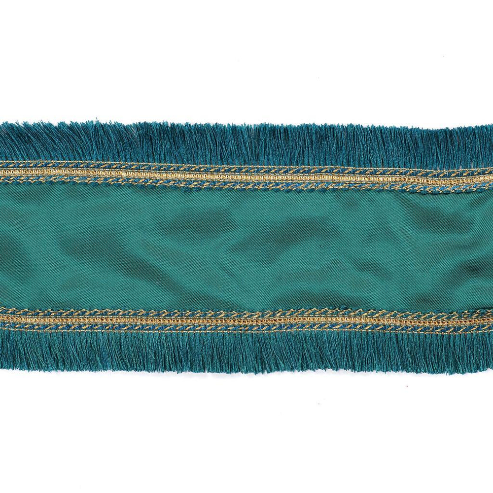 Лента SATIN FRINGED EDGES RIBBON GRN/GLD Goodwill Зеленый / Золотой