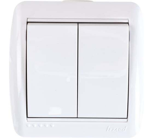 Lezard Ната Выключатель ОУ 2 кл. 10А белый корпус PC 710-0200-101