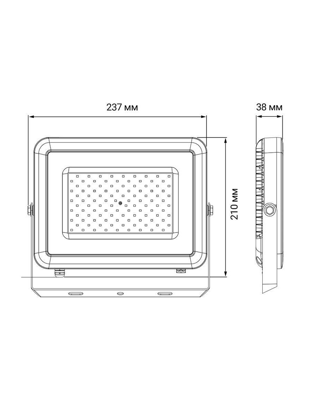 Прожектор светодиодный PFL-S2 50Вт 6500К IP65 220–240В ДО с клапаном закален. матов. стекло сер. Pro JazzWay 2853301D