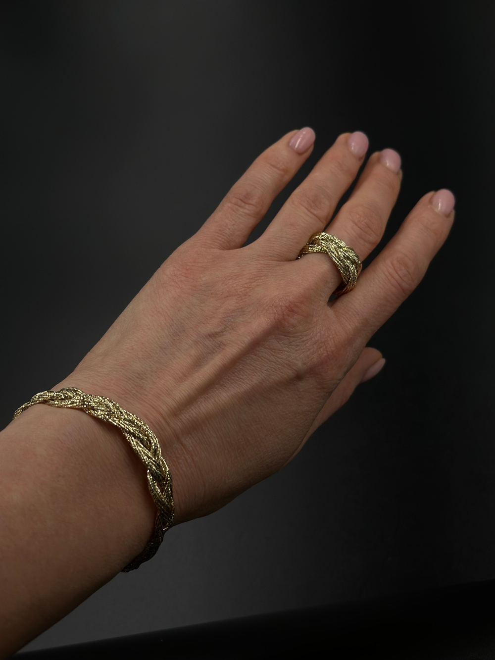 Кольцо разъемное косы, оттенок золото