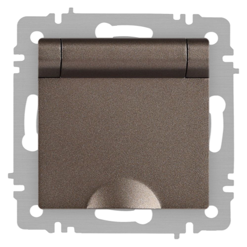 Розетка Intro Accent 6-203-08 с заземлением 2P+E Schuko с крышкой 16А-250В IP20 СУ AL/CU бронза | 