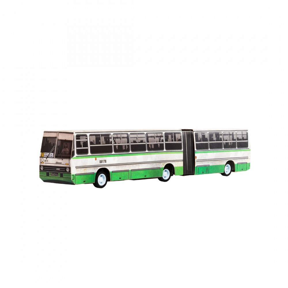Автобус-гармошка (бело-зеленый)1:87 Сборная модель из картона.