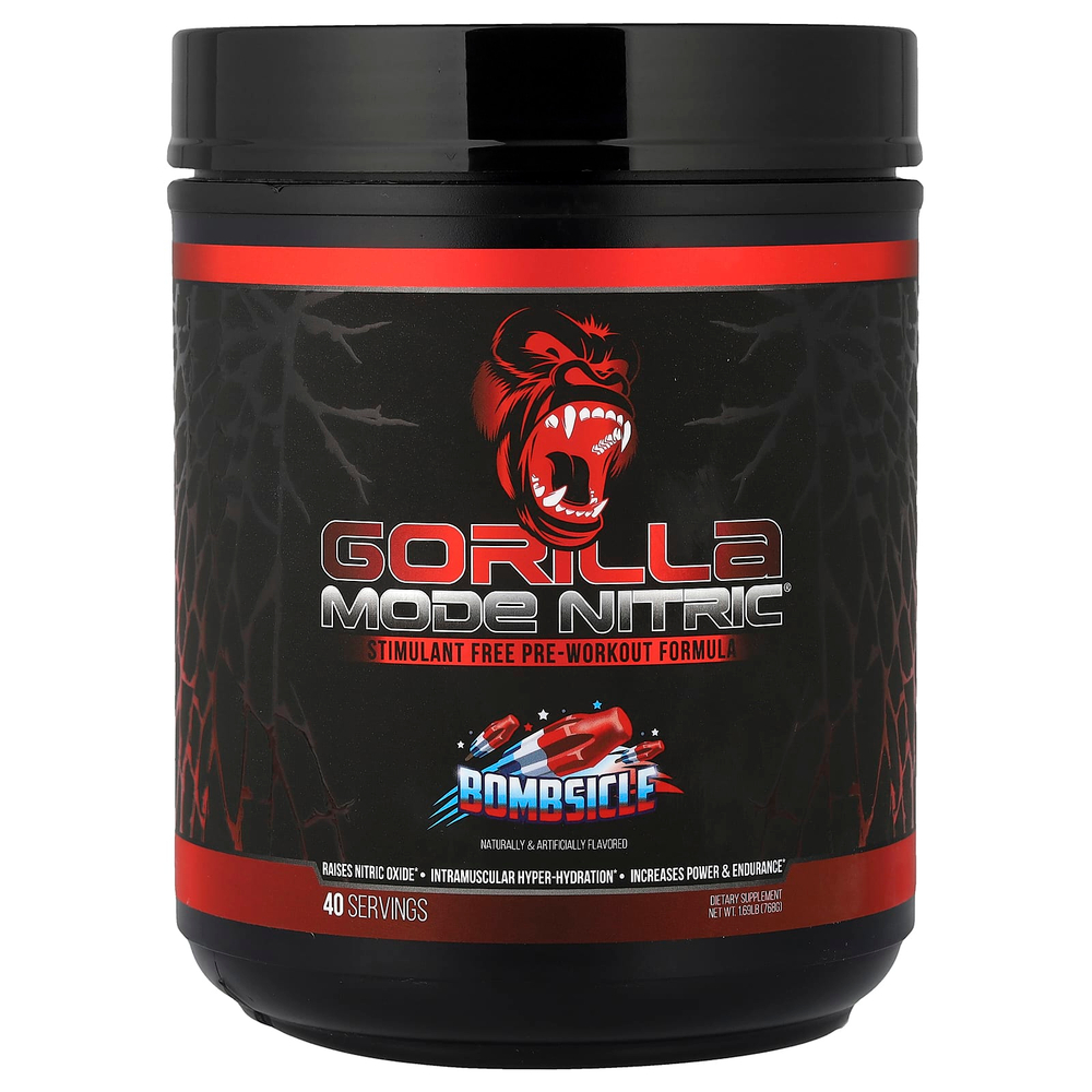 Gorilla Mind, Mode Nitric®, предтренировочная добавка без стимуляторов, Bombscle, 768 г (1,69 фунта)