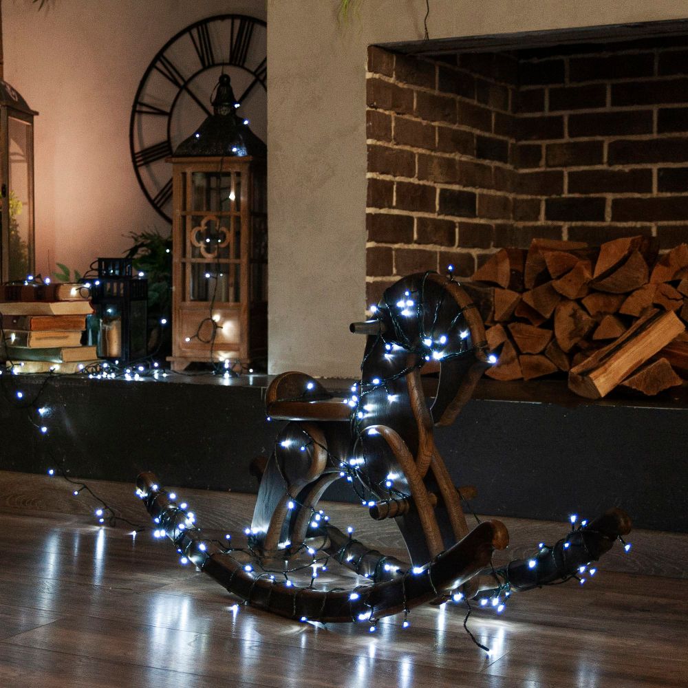 ULD-S5000-500-DGA WHITE IP20 Гирлянда светодиодная. 50м. 500 светодиодов. Белый свет. Провод зеленый. ТМ Uniel