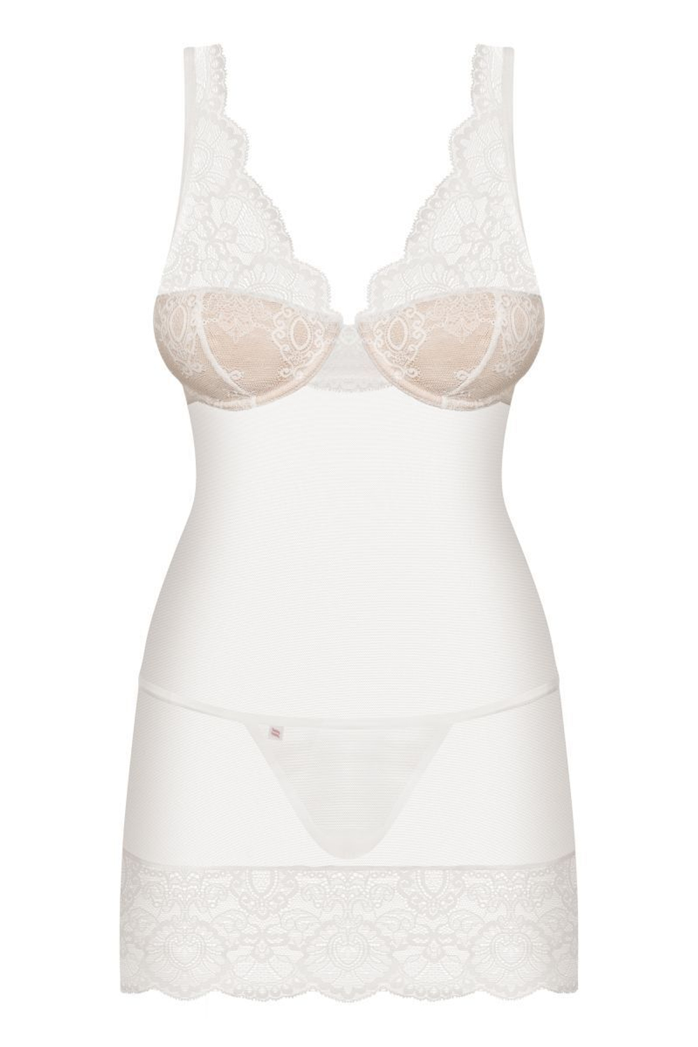 Полупрозрачная облегающая сорочка с лифом на косточках (Размер: L-XL) (Цвет: красный)