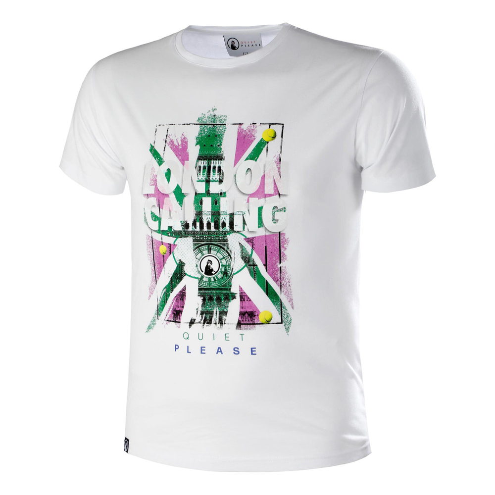 Мужское теннисное поло Quiet Please London Calling T-Shirt Men - White, Multicoloured