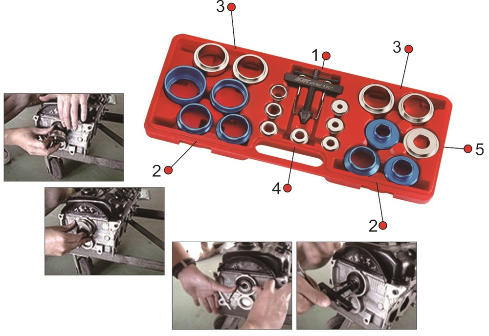 Набор инструментов для демонтажа сальников коленвала 27-58мм в кейсе JTC