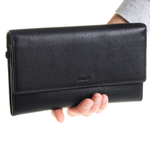 Чёрный тонкий кожаный клатч портмоне мужчине GALIB 7M239