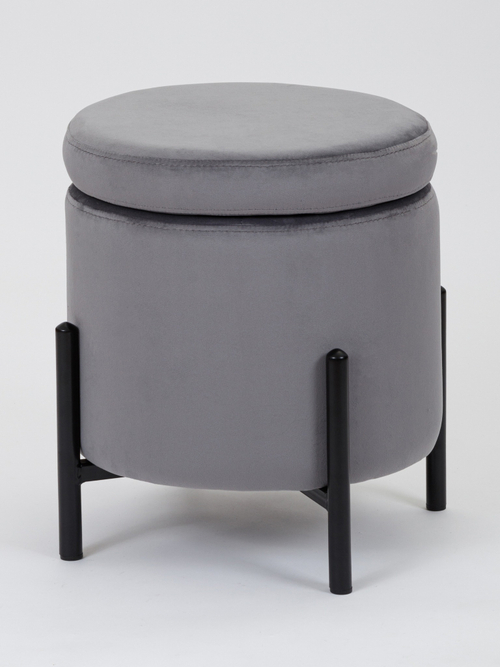 Пуф MyFar Фрэнк с ящиком темно-серый велюр MF1021-1