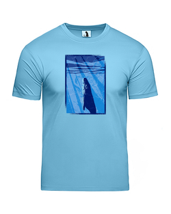 Футболка Синий кит классическая прямая голубая