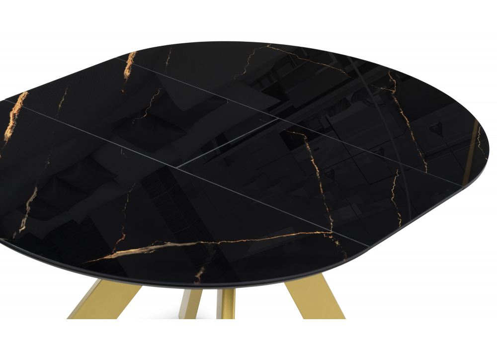 Стол стеклянный Woodville Галвестон 100х76 обсидиан, черный, золото
