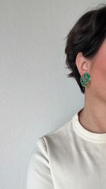 Серьги с зелёной эмалью