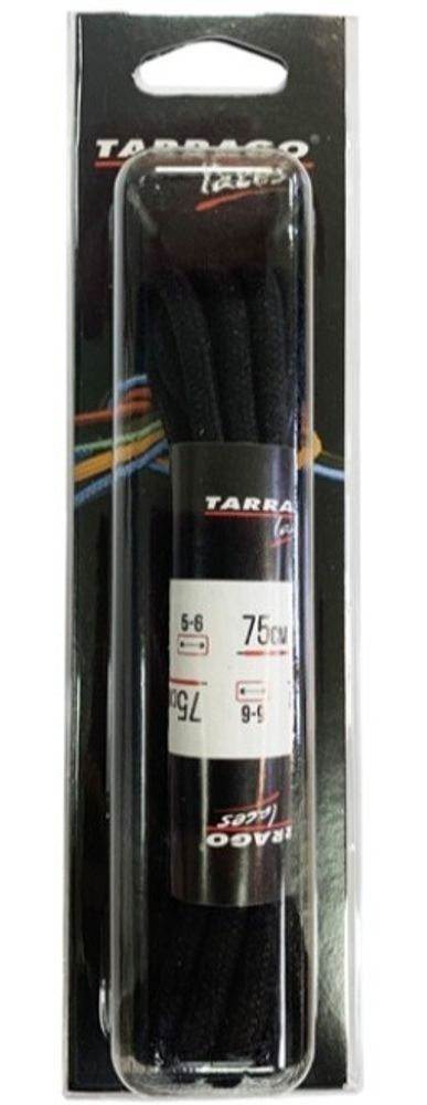 Шнурки TARRAGO, 75 см, круглые толстые, х/б с пропиткой, черные