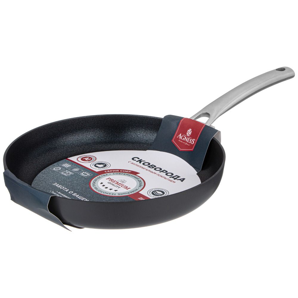 СКОВОРОДА C АНТИПРИГАР. 3Х СЛОЙНЫМ ПОКРЫТ. DAIKIN, СЕРИЯ "CHEF" AGNESS 28*5.0CM, АНОДИРОВАН.АЛЮМИНИЙ
