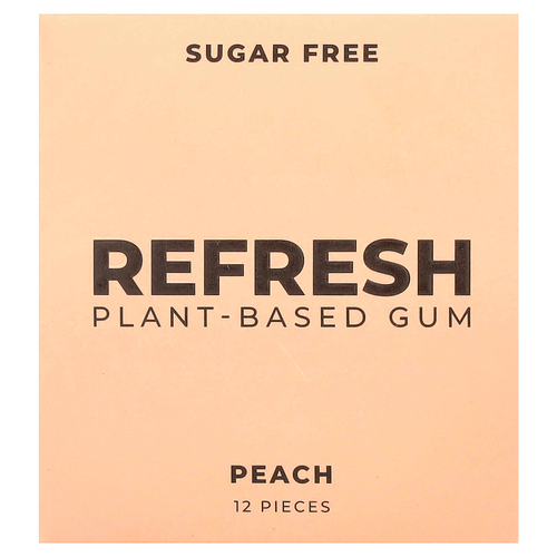 Refresh Gum, растительная жевательная резинка, со вкусом персика, 12 шт.