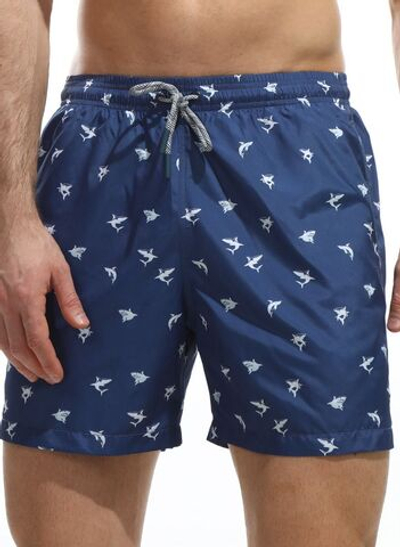Синие пляжные шорты с принтом в виде акул (Размер: XL) (Цвет: синий)