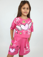 02-121-6 Комплект для девочки (фуфайка+ шорты)