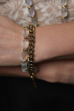 Браслет цепи и опалы, оттенок золото