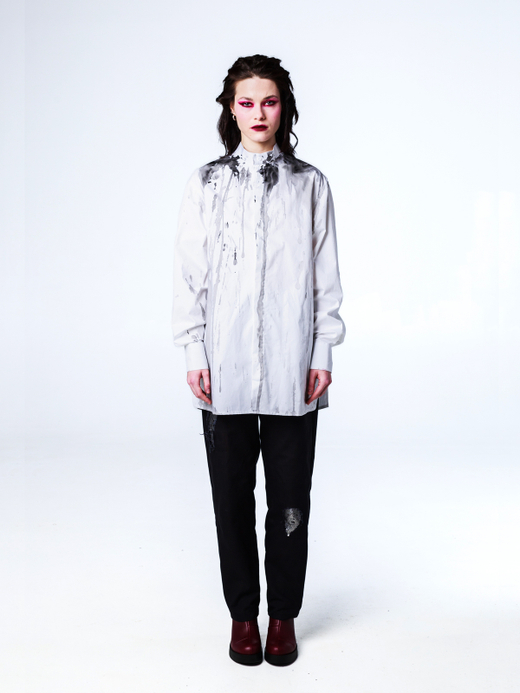 Рубашка "Смородина" с окрашиванием. Бело-черная