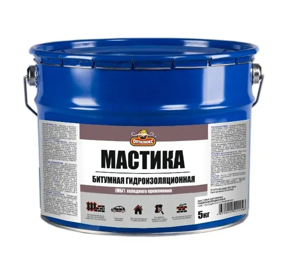 OPTILUX  Мастика Битумная Гидроизоляционная МБГ  5кг (ИжСинтез)