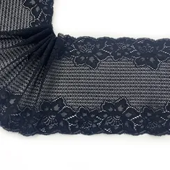 Кружево эластичное черное 17,5 см, Италия