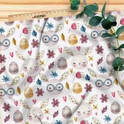 Ткань интерлок пасхальные зайчики