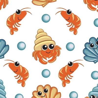 Морские жители,белый фон