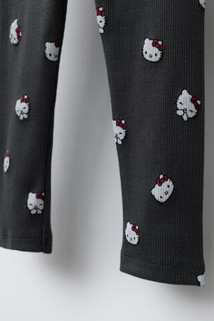 ZARA ЛЕГГИНСЫ HELLO KITTY © SANRIO В РУБЧИК, АНТРАЦИТОВО-СЕРЫЙ