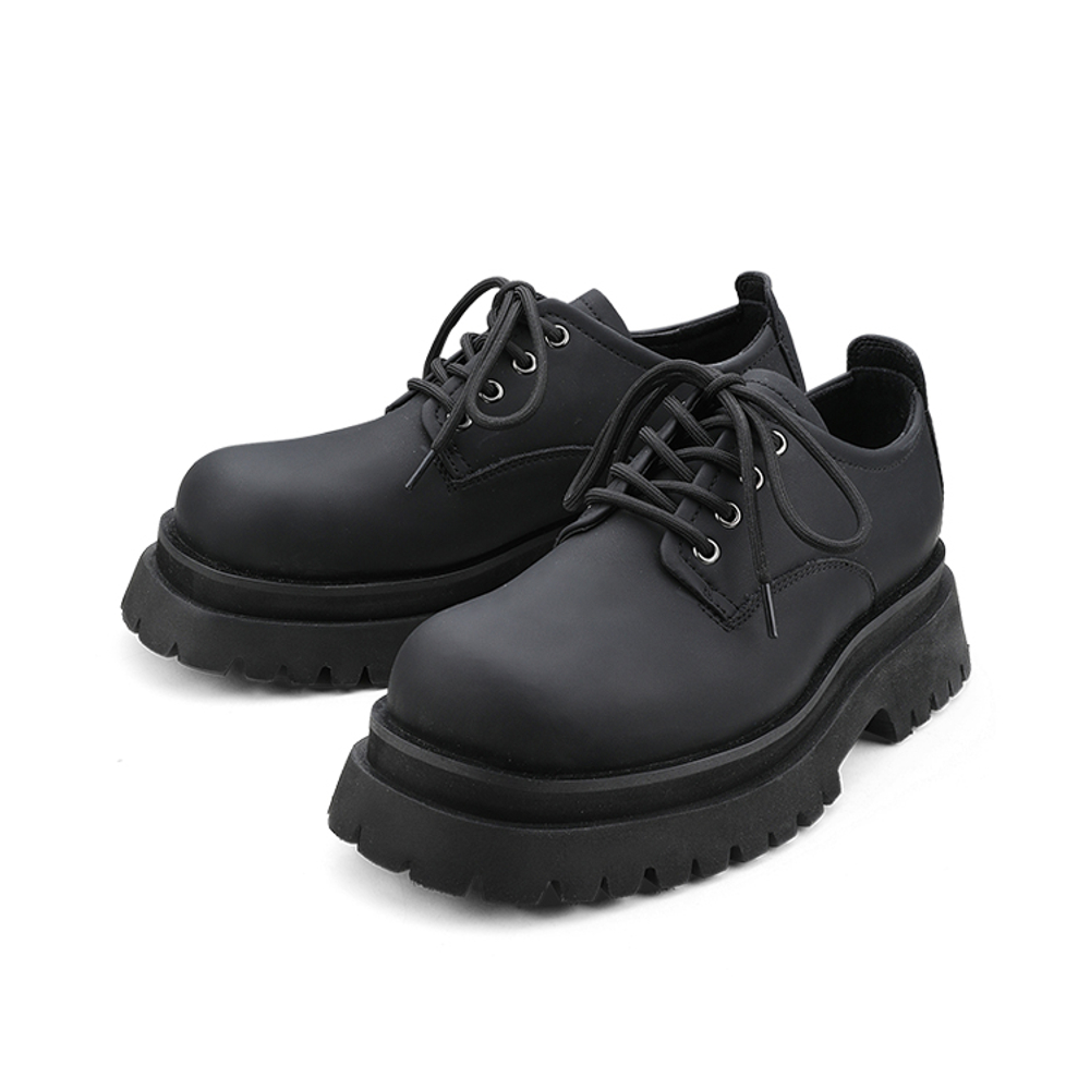 HANQIAORIJI Black Blood Collection Cow Split Leather Dress Shoes Unisex Black