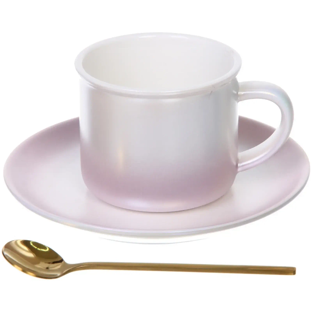 Чайная пара «Северное сияние» (кружка 230мл, блюдце, ложка) белый