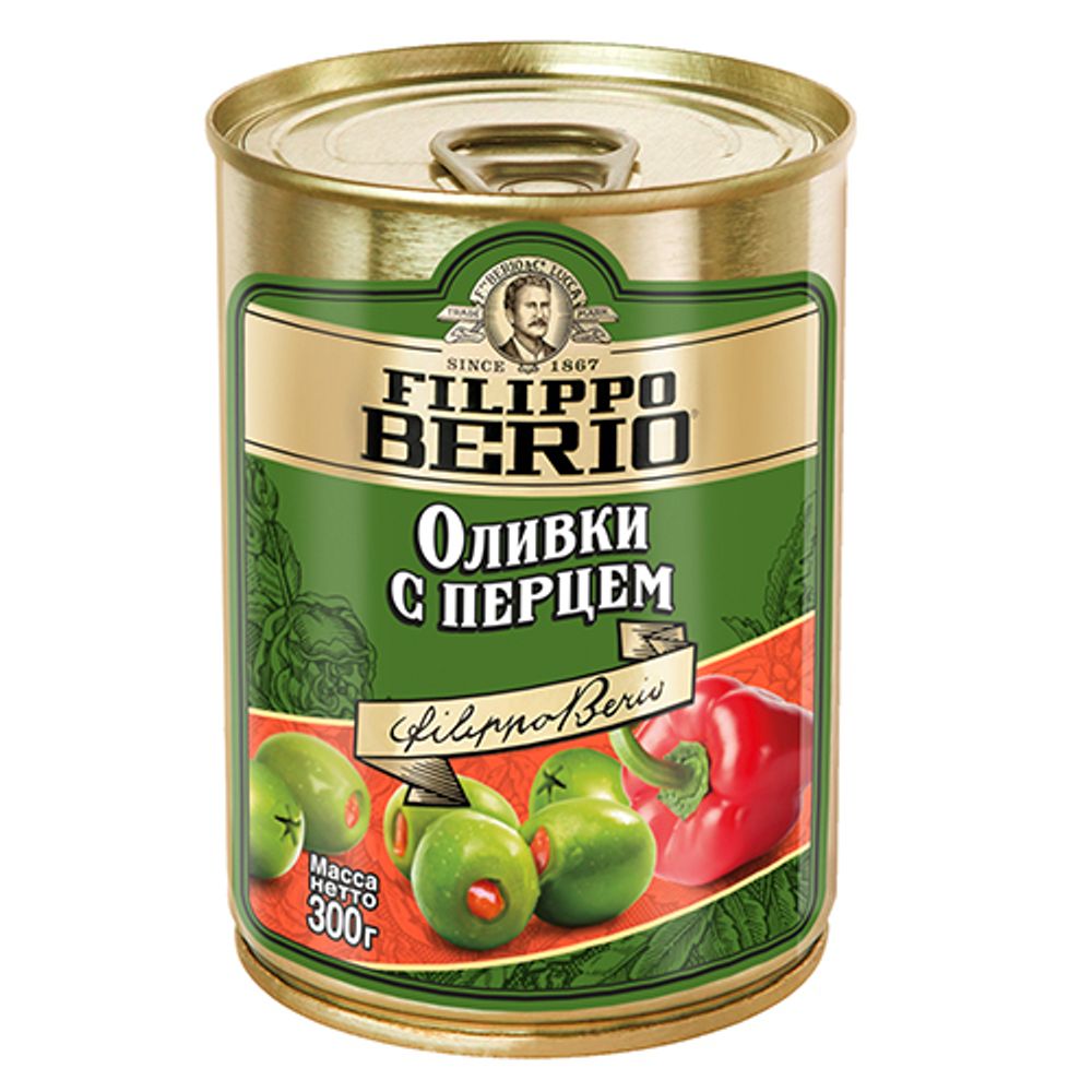 Filippo Berio оливки с перцем, 300 гр