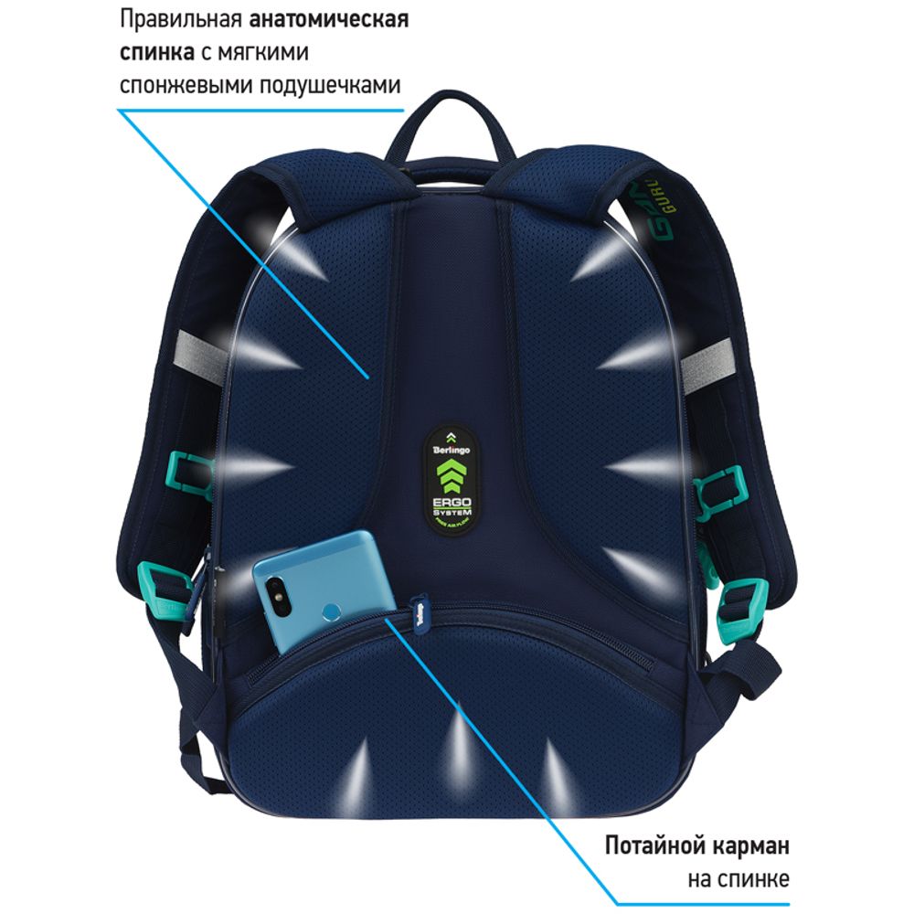 Ранец Berlingo Expert Mini "Gamer" 36*27*14см, 2 отделения, 2 кармана, анатомическая спинка, мешок для обуви