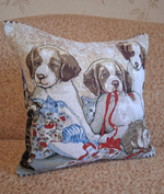 Декоративный гобеленовый чехол для интерьерной подушки Собачки 1 38*38