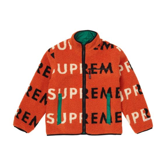 Supreme FW18 Reversible Logo Fleece Jacket Orange