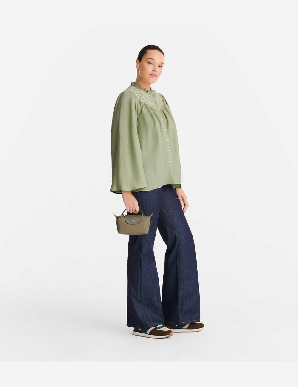 Longchamp Le Pliage Green Pouch "Artichoke"