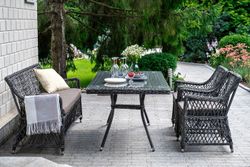 "Катания" обеденная группа плетеная на 4 персоны, цвет графит