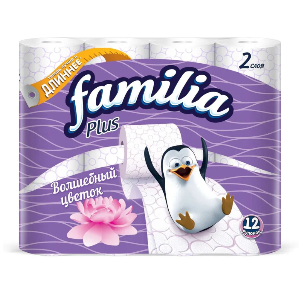 Туалетная бумага Familia Plus Волшебный цветок 2-слоя 12 рулонов
