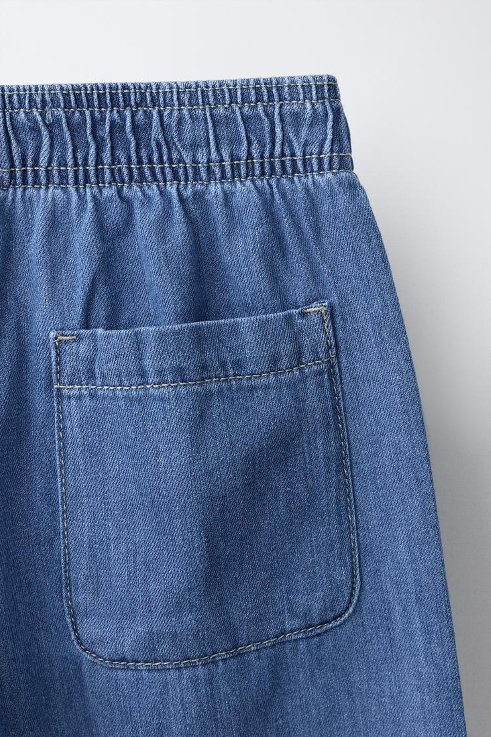 ZARA БРЮКИ BARREL НА РЕЗИНКЕ, СИНИЙ