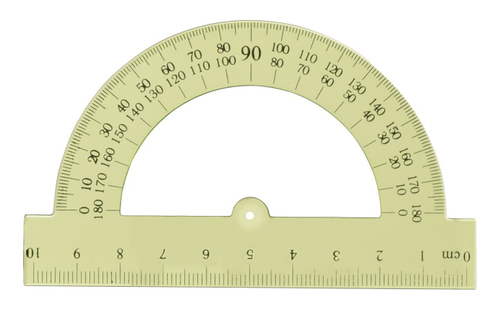 Транспортир, 180 градусов, 10 см, цветной непрозрачный, ассорти