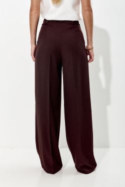 Брюки палаццо свободные с защипами шоколадного цвета
