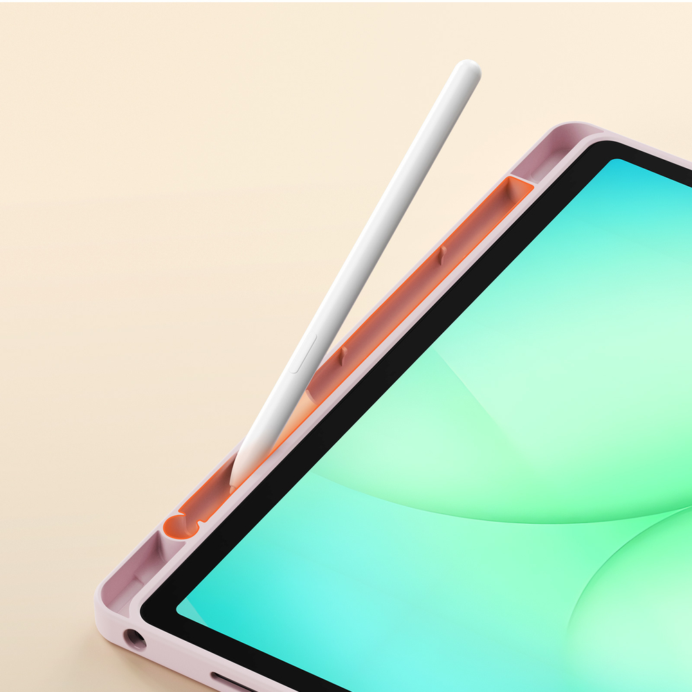 Чехол книжка розового цвета от Dux Ducis для планшета Samsung Galaxy Tab A9 Plus и Tab 11 Plus, серия Vers Series Case, с магнитным держателем Pencil