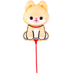 Шар Фольгированный Щенок бежевый на палочке (Бежевый)