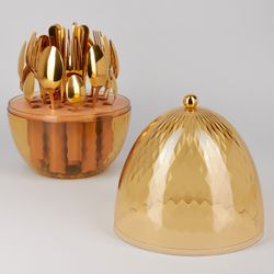 НАБОР СТОЛОВЫХ ПРИБОРОВ НА ВРАЩАЮЩЕЙСЯ ПОДСТАВКЕ, 24ПР, ПВД ПОКРЫТИЕ