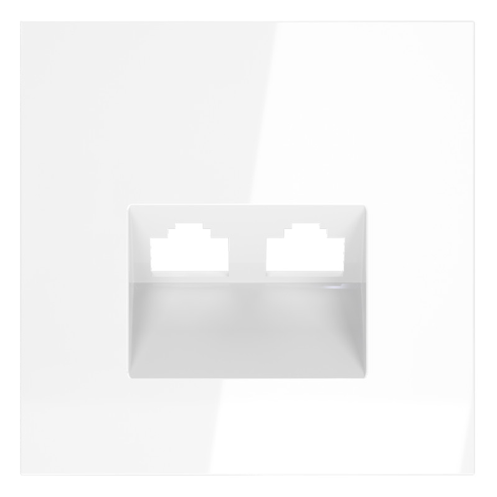 Накладка для розетки компьютерной двойной RJ45+RJ45 кат.6, S70 (белый глянцевый)