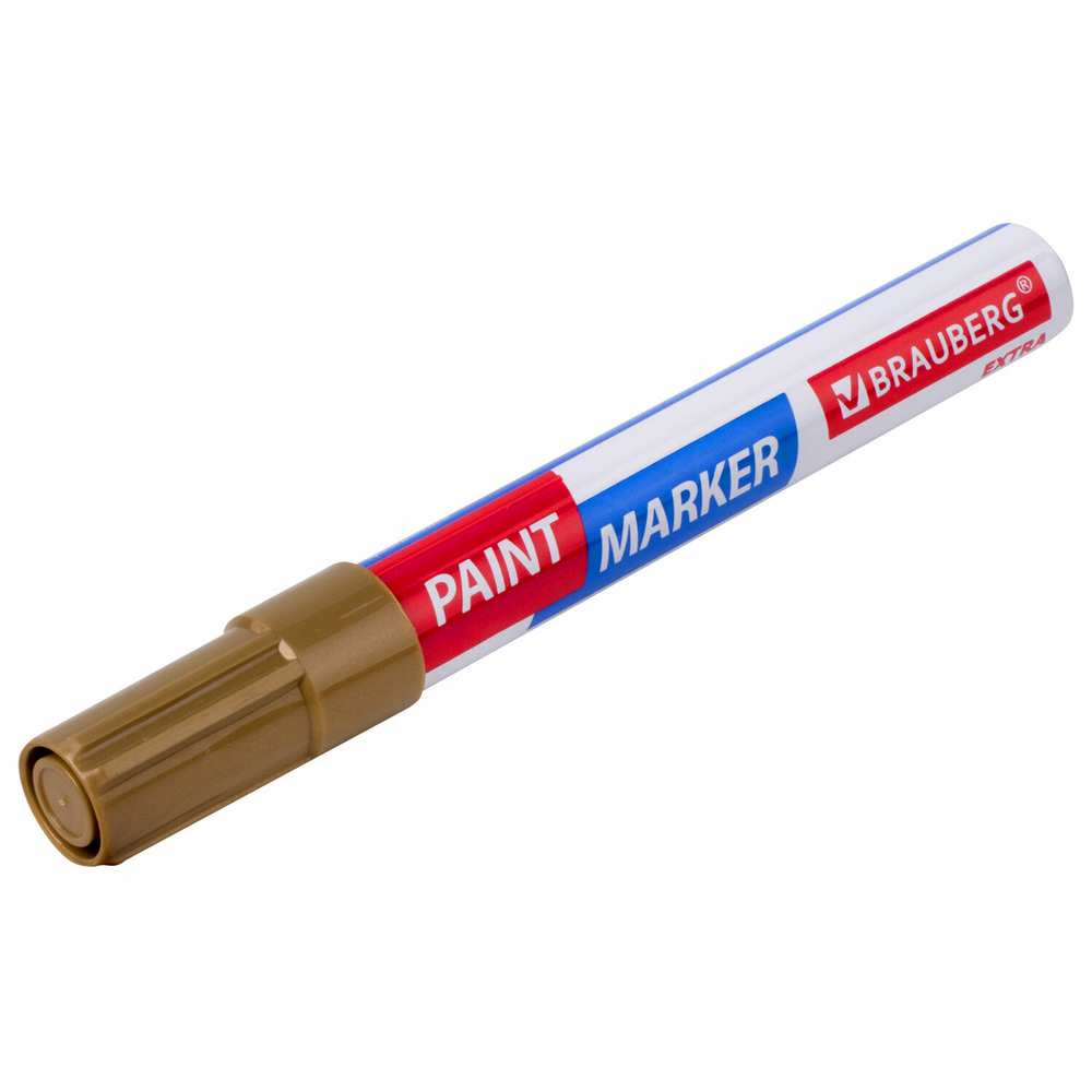 Маркер-краска лаковый EXTRA (paint marker) 4 мм золотой усиленная нитро-основа BRAUBERG (12 штук в упаковке)