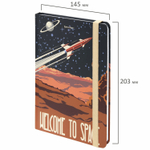 Блокнот с резинкой в клетку 96 л. А5 (145х203 мм) твердая обложка BRAUBERG "SpaceX" (4 штуки в упаковке)