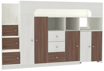 Кровать-чердак КарИВи Астра 11 Белое Дерево Бодего Темный