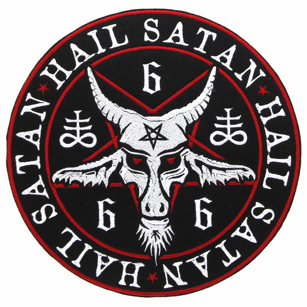 Нашивка спиновая с вышивкой Hail Satan